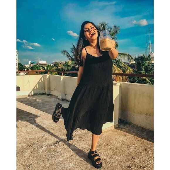 Summer Dress Midi Crinkle Cotton - Picture 2 of 7